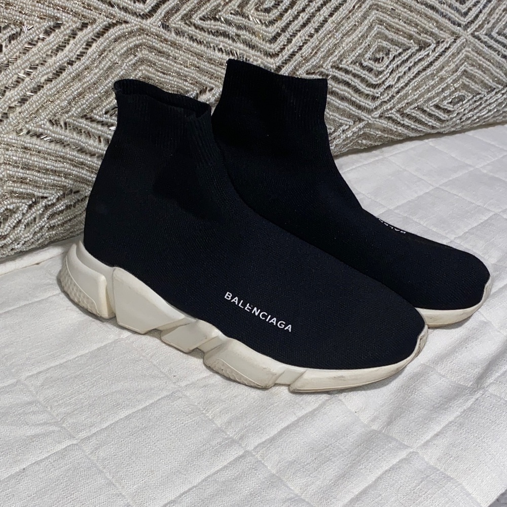 Balenciaga Black and White Sock Sneakers